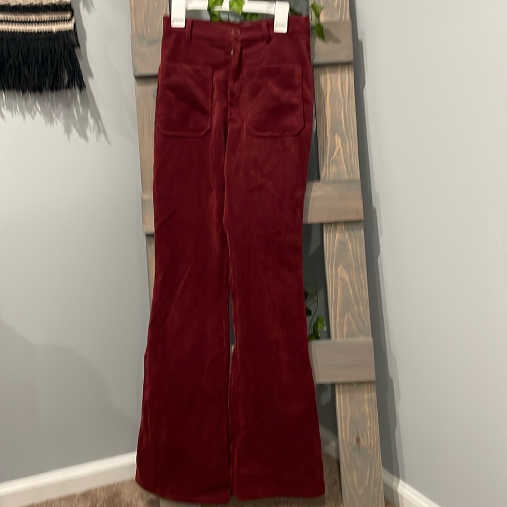 Crimson corduroy flare pants- XS